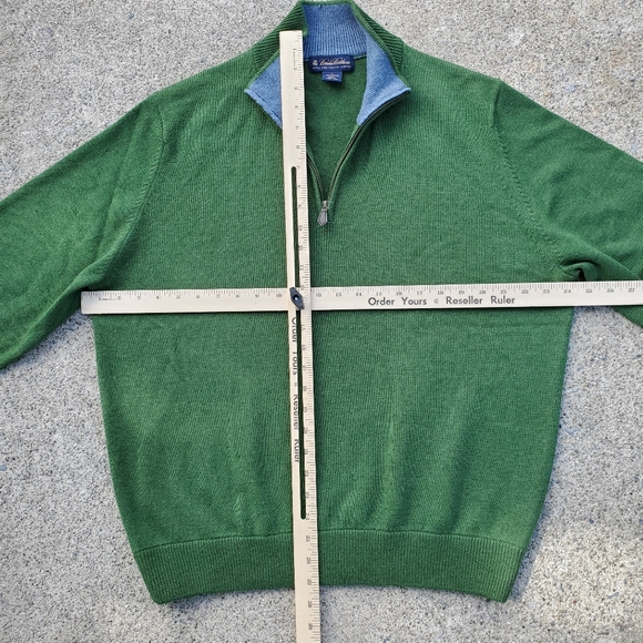 Brooks brothers sweater mens large green 1/4 zip merino wool - Picture 11 of 14